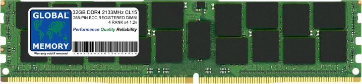 32GB DDR4 2133MHz PC4-17000 288-PIN ECC REGISTERED DIMM (RDIMM) MEMORY RAM FOR SUN SERVERS/WORKSTATIONS (2 RANK CHIPKILL)